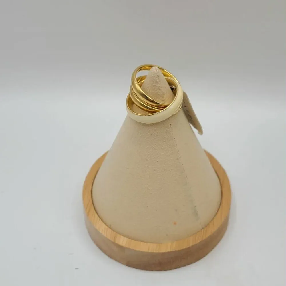 Talbots Gold Tone Off White Enamel Trinity Ring size 10? NWT!